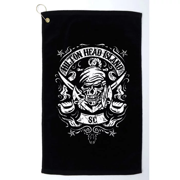 Hilton Head Island Pirate Skull Crossed Swords Anchor Platinum Collection Golf Towel