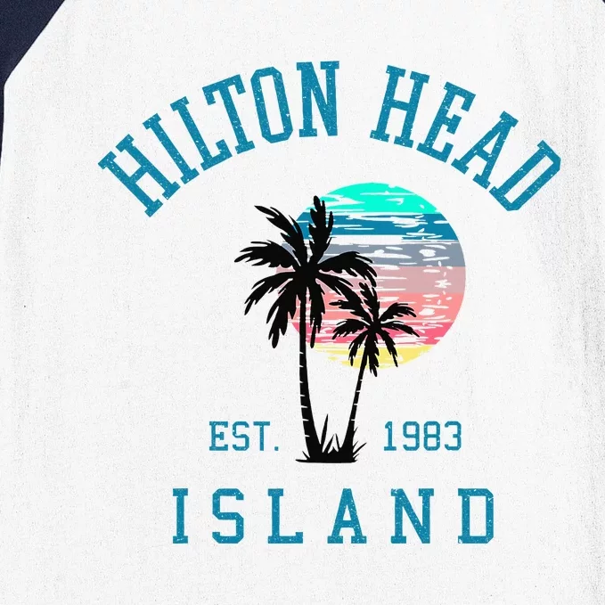 Hilton Head Island South Carolina Beach Palm Trees Summer Baseball Sleeve Shirt