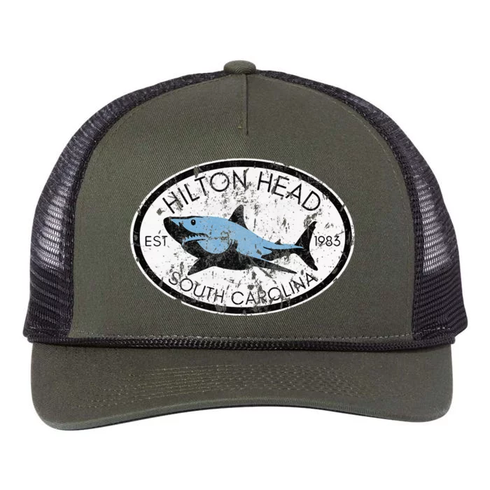 Hilton Head Island South Carolina Fishing Shark Fish Beach Retro Rope Trucker Hat Cap