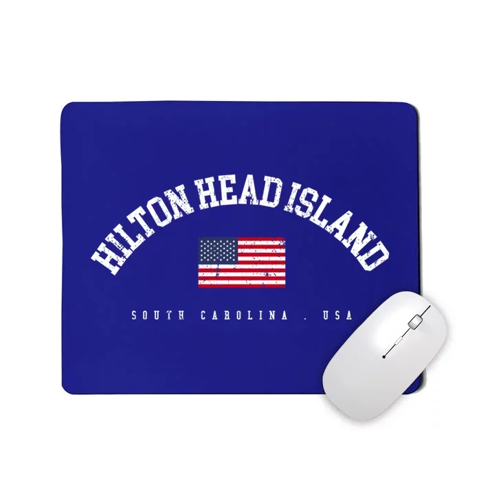 Hilton Head Island Sc Retro American Flag Usa City Name Gift Mousepad