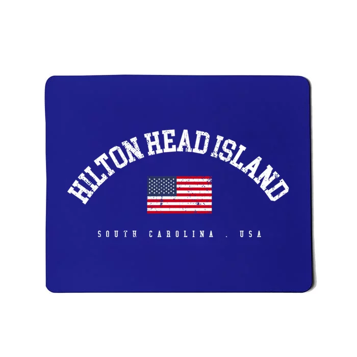 Hilton Head Island Sc Retro American Flag Usa City Name Gift Mousepad