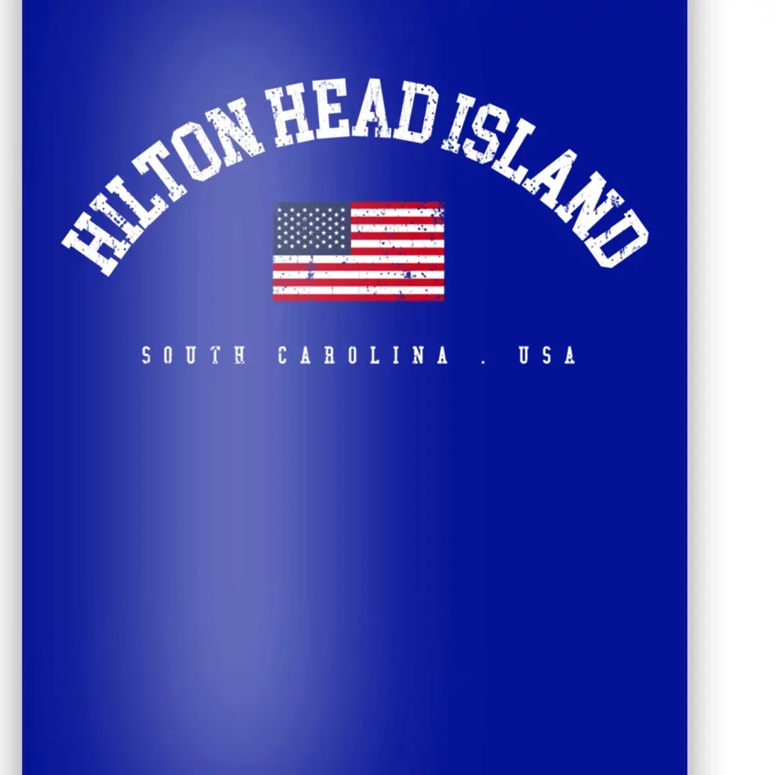 Hilton Head Island Sc Retro American Flag Usa City Name Gift Poster