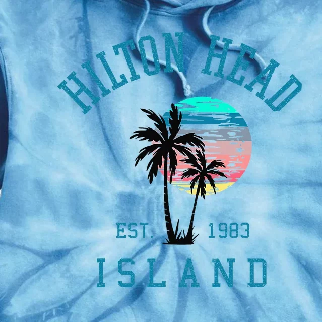 Hilton Head Island South Carolina Beach Palm Trees Summer Tie Dye Hoodie