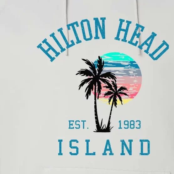 Hilton Head Island South Carolina Beach Palm Trees Summer Performance Fleece Hoodie