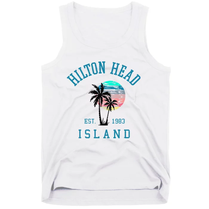 Hilton Head Island South Carolina Beach Palm Trees Summer Tank Top