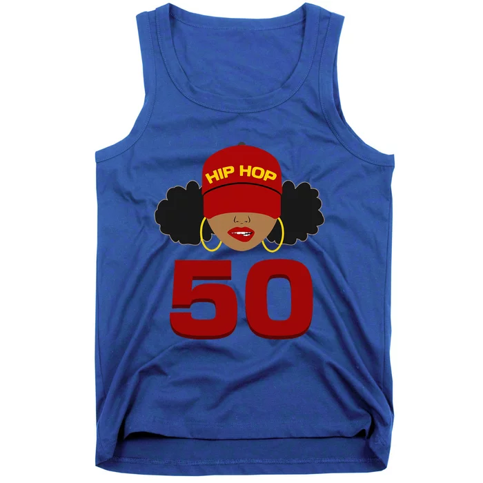 Hip Hop Is 50 50th Anniversary Afro Puffs Black Tank Top