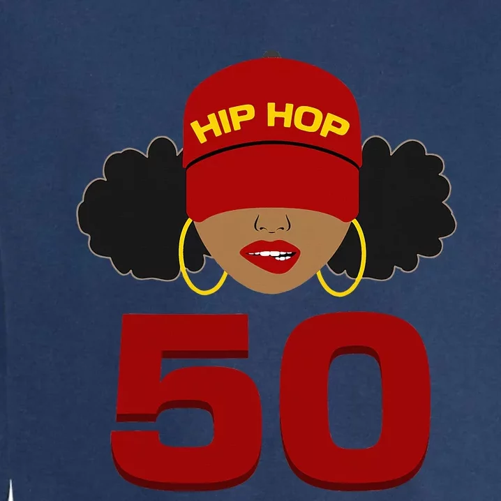 Hip Hop Is 50 50th Anniversary Afro Puffs Black Garment-Dyed Sweatshirt