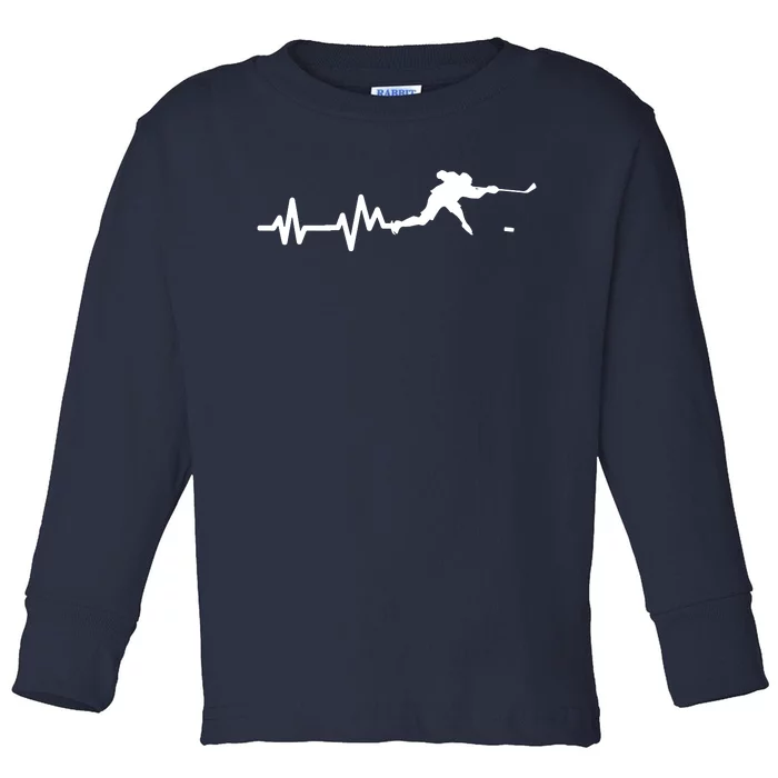 Hockey HeartBeat | Ice Hockey Player Gift Toddler Long Sleeve Shirt