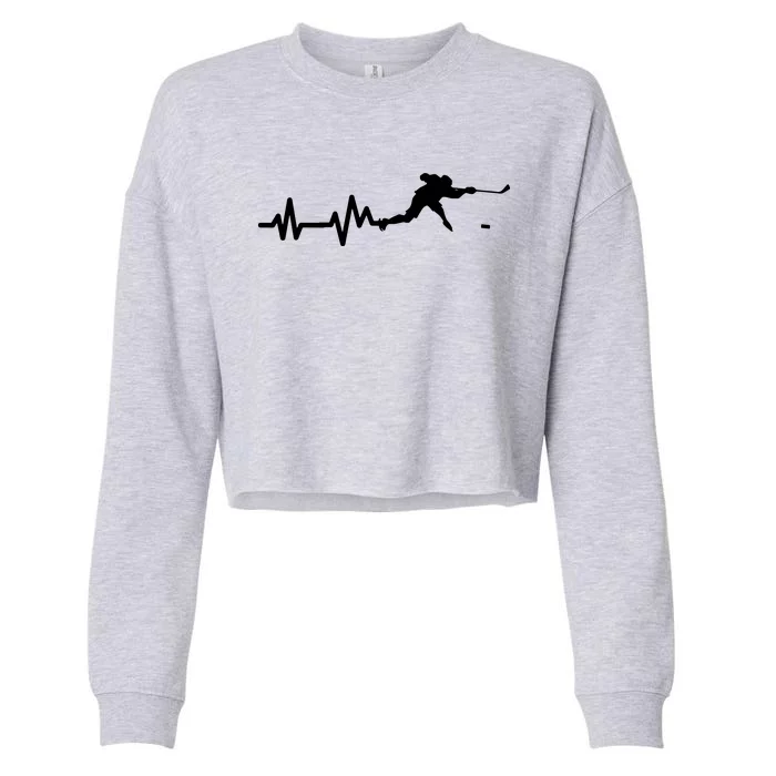 Hockey HeartBeat | Ice Hockey Player Gift Cropped Pullover Crew