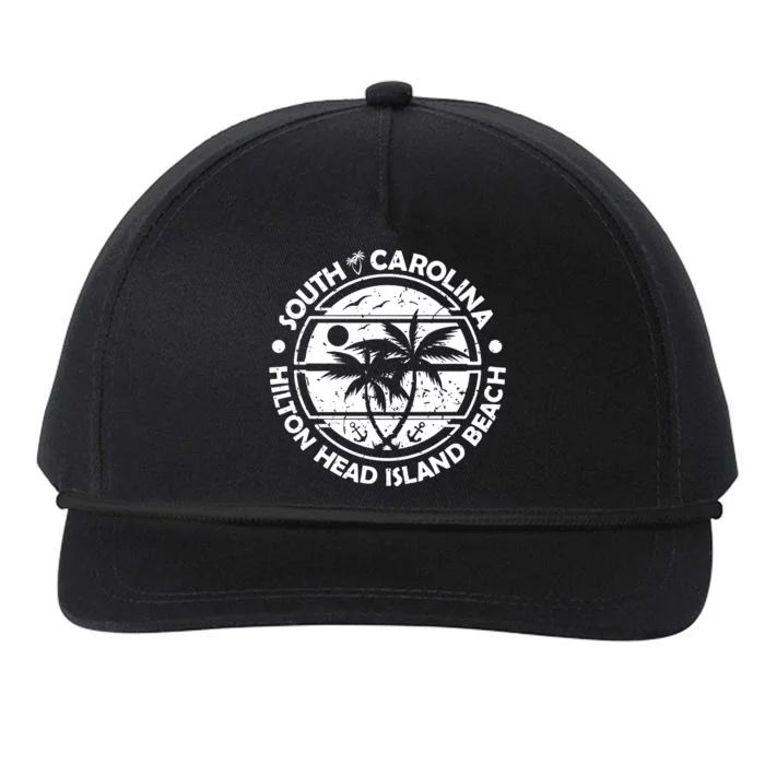 Hilton Head Island Beach South Carolina, Tropical Palm Trees, Ship Anchor Snapback Five-Panel Rope Hat