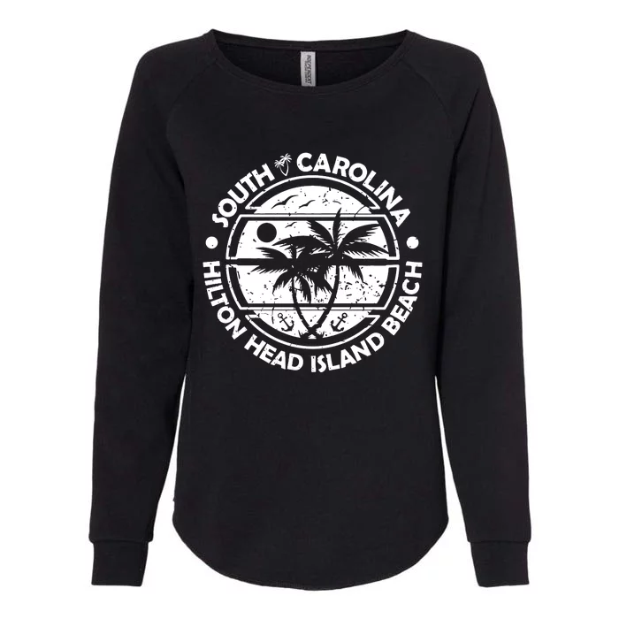 Hilton Head Island Beach South Carolina, Tropical Palm Trees, Ship Anchor Womens California Wash Sweatshirt