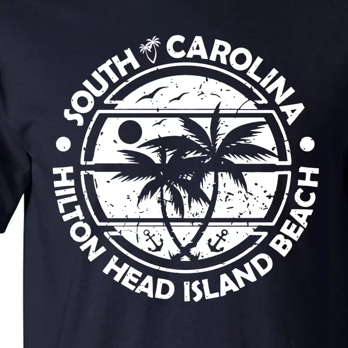 Hilton Head Island Beach South Carolina, Tropical Palm Trees, Ship Anchor Tall T-Shirt