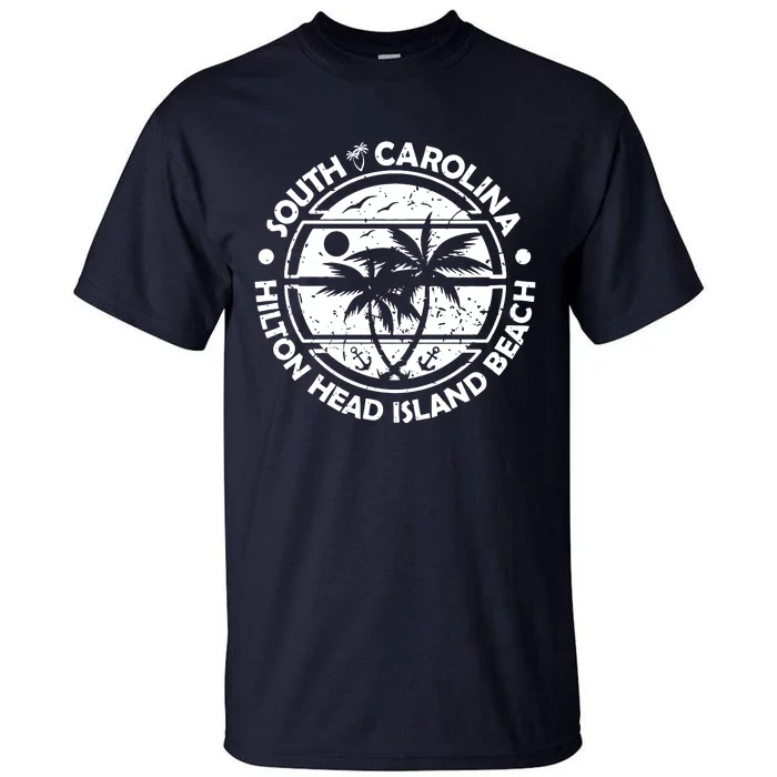 Hilton Head Island Beach South Carolina, Tropical Palm Trees, Ship Anchor Tall T-Shirt