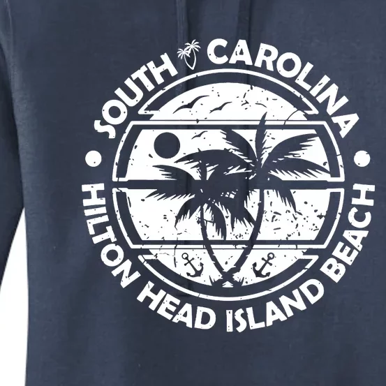 Hilton Head Island Beach South Carolina, Tropical Palm Trees, Ship Anchor Women's Pullover Hoodie