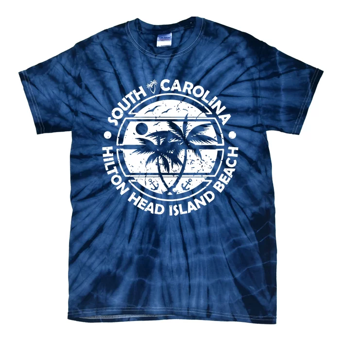 Hilton Head Island Beach South Carolina, Tropical Palm Trees, Ship Anchor Tie-Dye T-Shirt