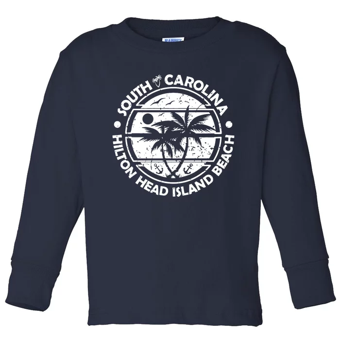 Hilton Head Island Beach South Carolina, Tropical Palm Trees, Ship Anchor Toddler Long Sleeve Shirt