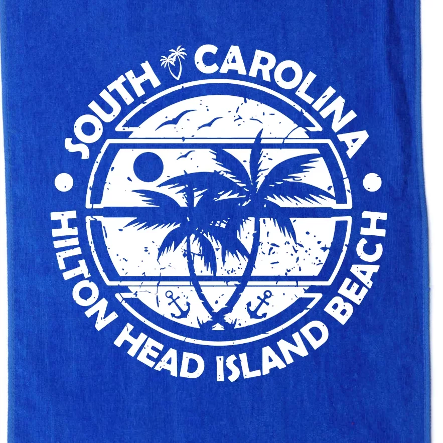 Hilton Head Island Beach South Carolina, Tropical Palm Trees, Ship Anchor Platinum Collection Golf Towel