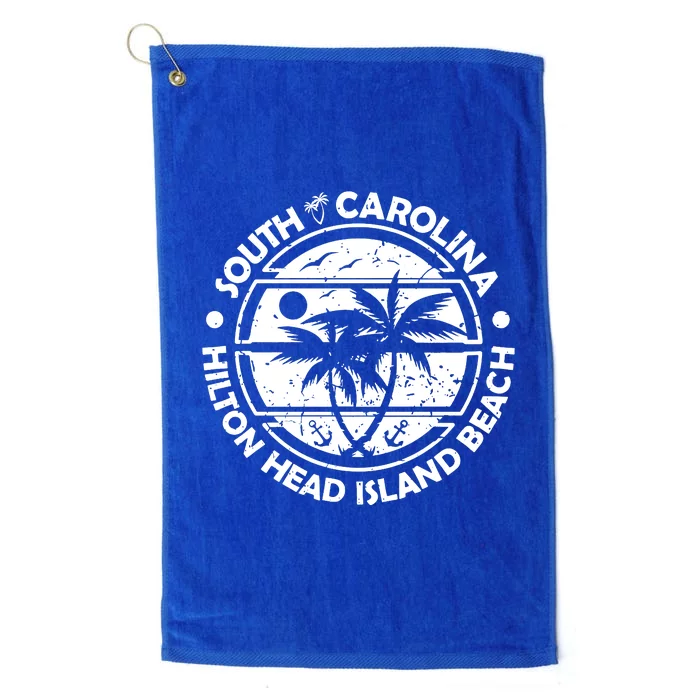 Hilton Head Island Beach South Carolina, Tropical Palm Trees, Ship Anchor Platinum Collection Golf Towel