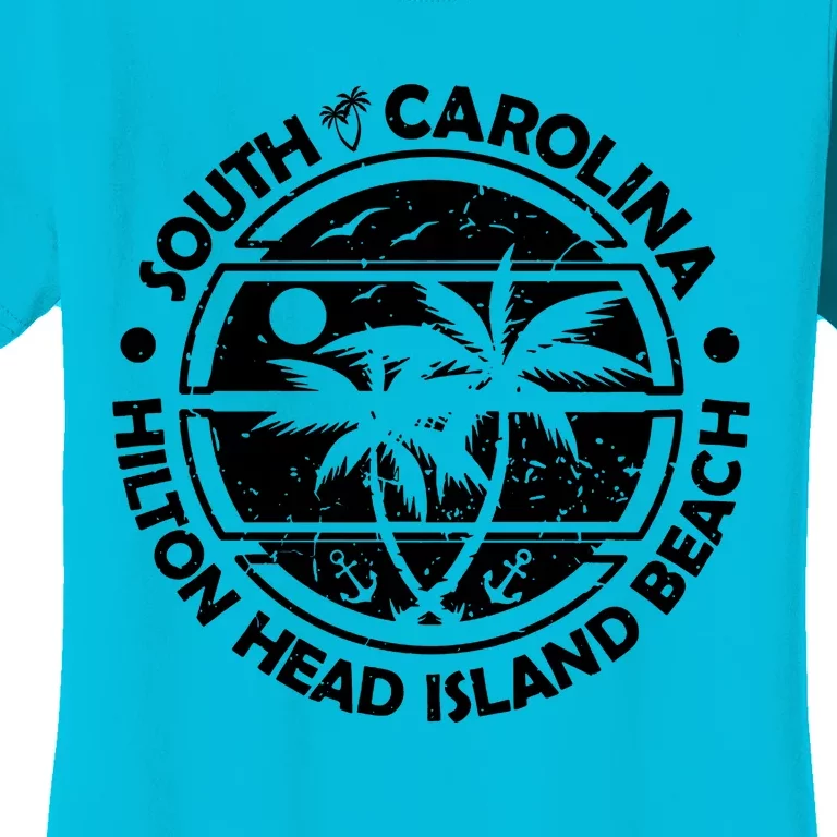 Hilton Head Island Beach South Carolina, Tropical Palm Trees, Ship Anchor Women's T-Shirt