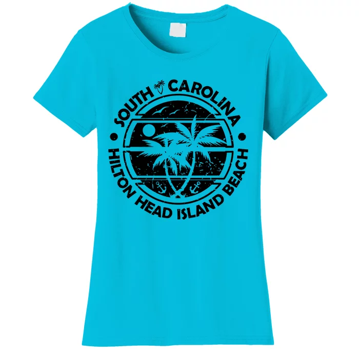 Hilton Head Island Beach South Carolina, Tropical Palm Trees, Ship Anchor Women's T-Shirt