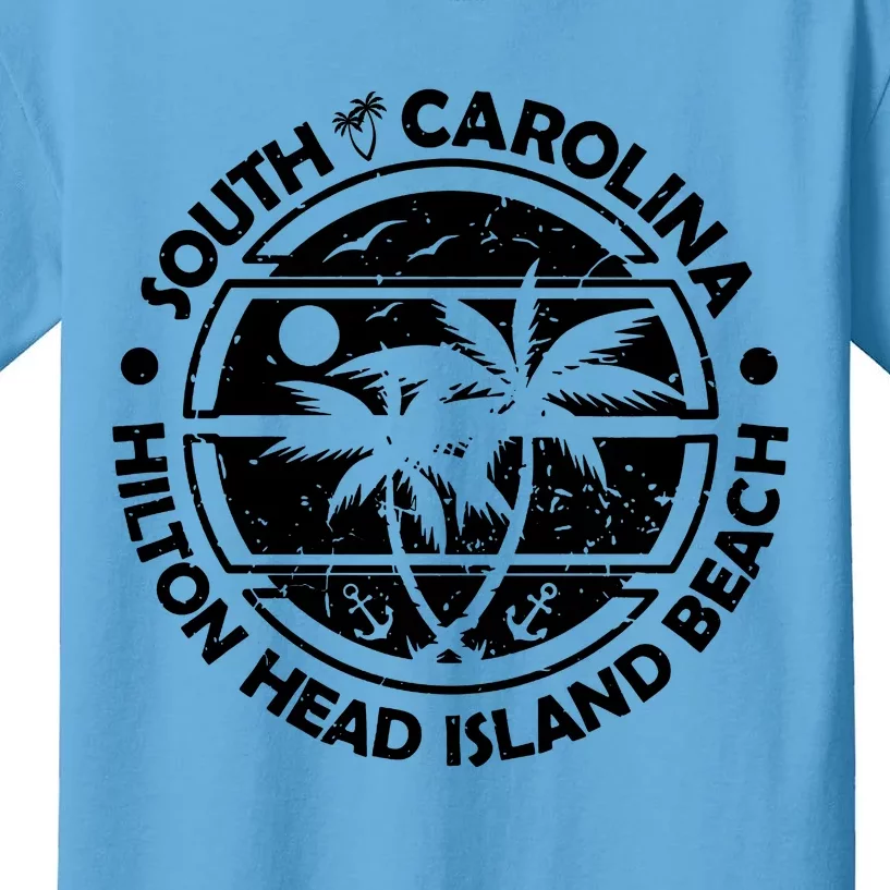 Hilton Head Island Beach South Carolina, Tropical Palm Trees, Ship Anchor Kids T-Shirt