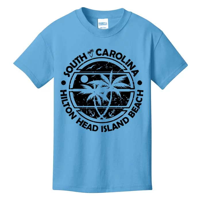 Hilton Head Island Beach South Carolina, Tropical Palm Trees, Ship Anchor Kids T-Shirt