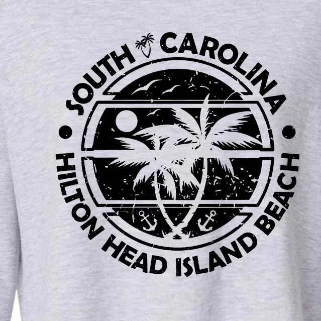 Hilton Head Island Beach South Carolina, Tropical Palm Trees, Ship Anchor Cropped Pullover Crew