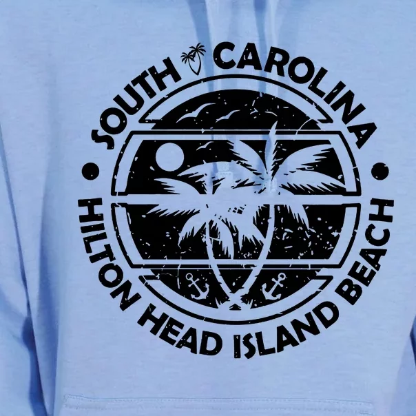 Hilton Head Island Beach South Carolina, Tropical Palm Trees, Ship Anchor Unisex Surf Hoodie