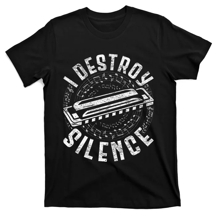 Harmonica Harmonicist I Destroy Silence T-Shirt