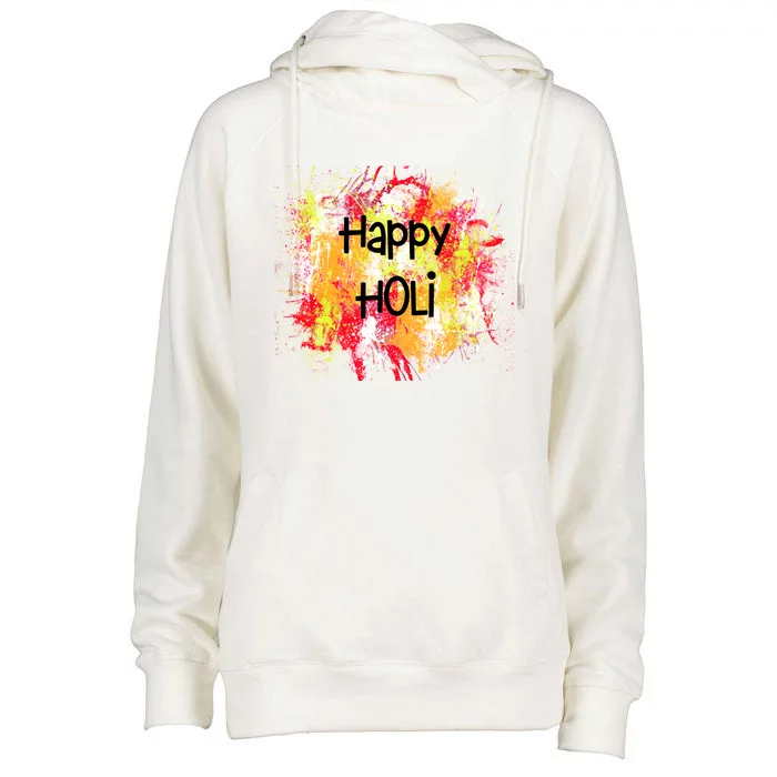 Happy Holi Indian Colorful Festival Of Colors Festive Party Gift Womens Funnel Neck Pullover Hood