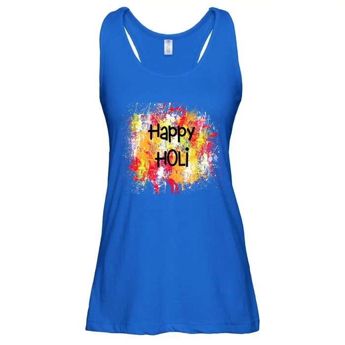 Happy Holi Indian Colorful Festival Of Colors Festive Party Gift Ladies Essential Flowy Tank