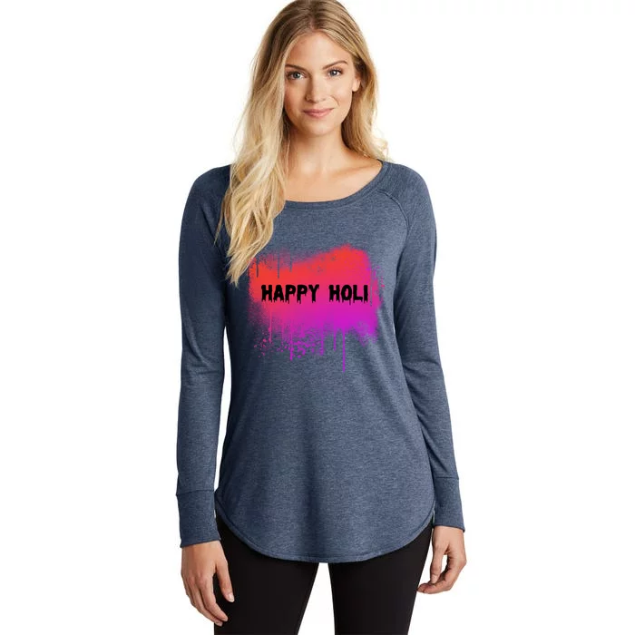 Happy Holi Indian Festival Of Colors 2021 Gift Women's Perfect Tri Tunic Long Sleeve Shirt