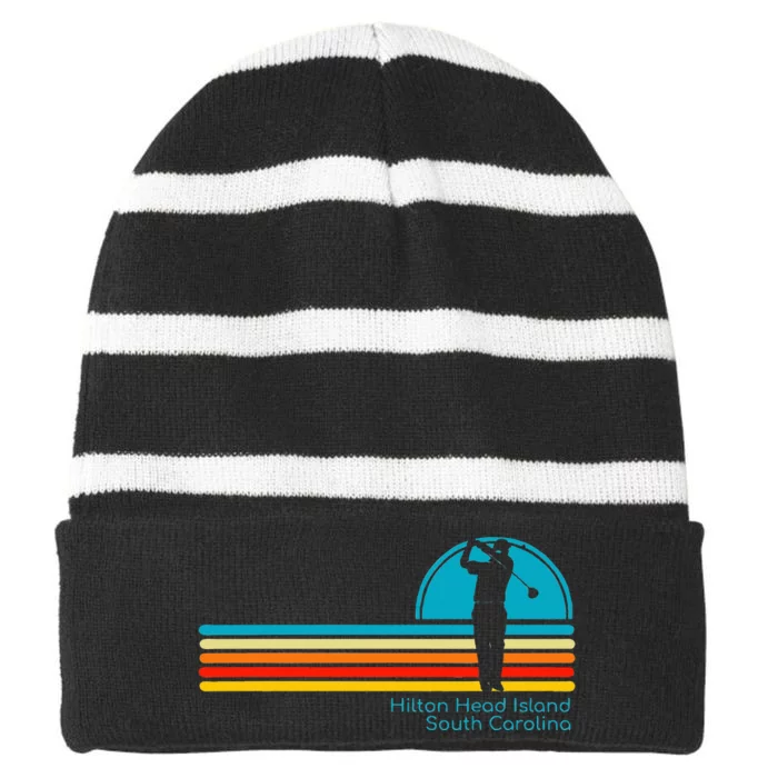 Hilton Head Island Golf South Carolina Striped Beanie with Solid Band