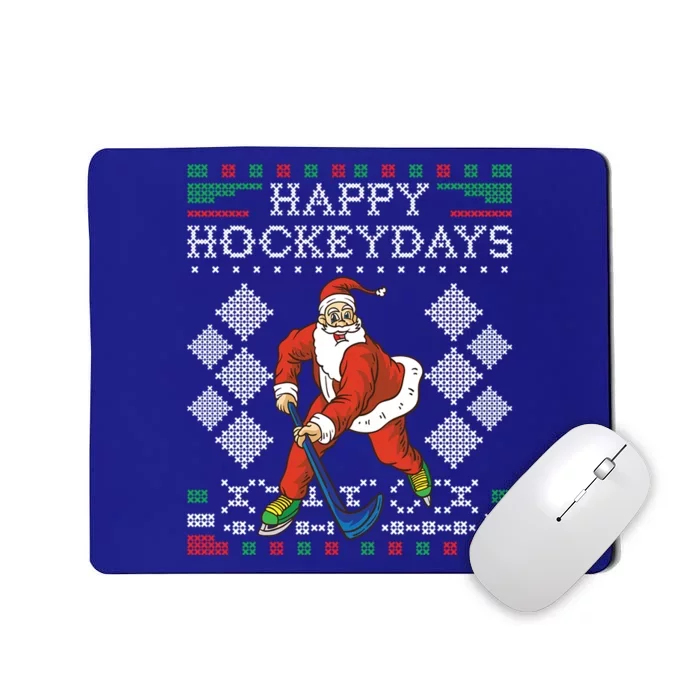 Happy Hockeydays Ice Hockey Player Ugly Christmas Sweater Gift Mousepad