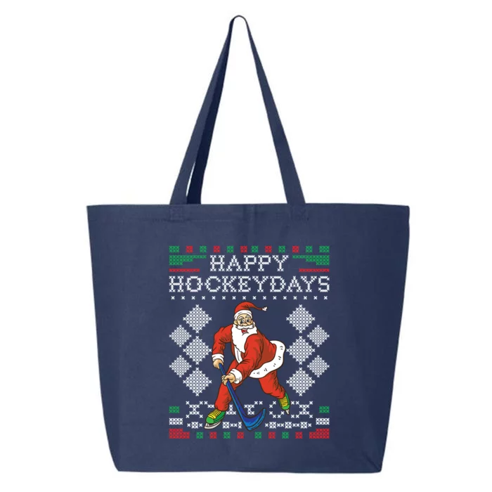 Happy Hockeydays Ice Hockey Player Ugly Christmas Sweater Gift 25L Jumbo Tote