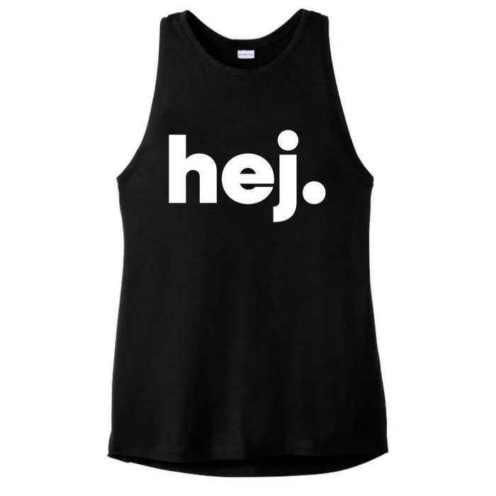 Hej Hi In Swedish Gift Ladies Tri-Blend Wicking Tank