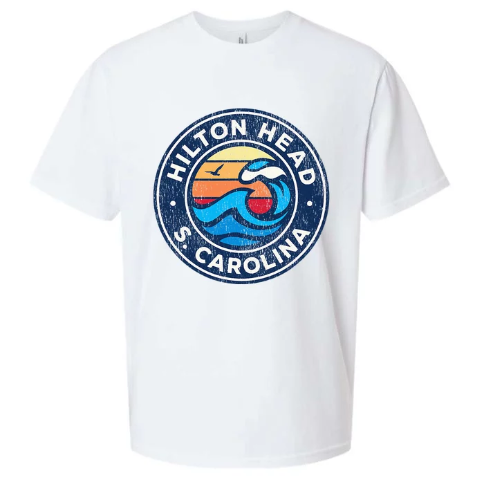 Hilton Head Island South Carolina Sc Vintage Nautical Waves Sueded Cloud Jersey T-Shirt