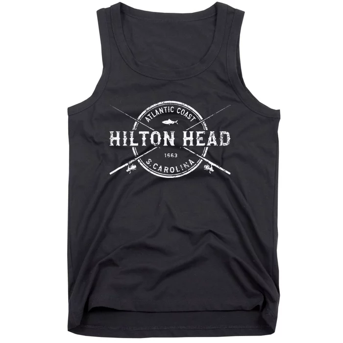 Hilton Head Island Sc Vintage Crossed Fishing Rods Tank Top