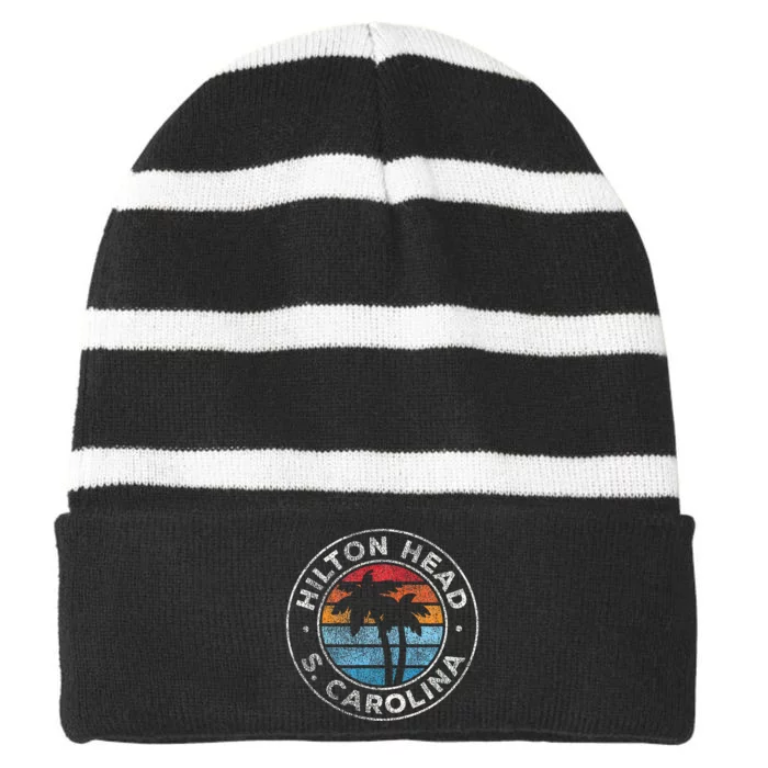 Hilton Head Island South Carolina Striped Beanie with Solid Band