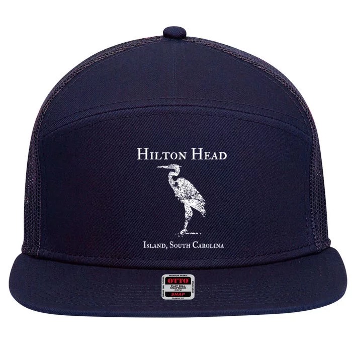 Hilton Head Island Crane Family Vacation Gift 7 Panel Mesh Trucker Snapback Hat