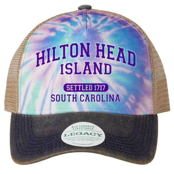 Hilton Head Island South Carolina Vintage Sports Purple Legacy Tie Dye Trucker Hat