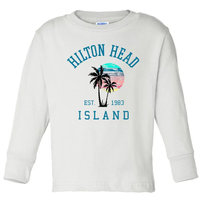 Hilton Head Island South Carolina Beach Palm Trees Summer Toddler Long Sleeve Shirt