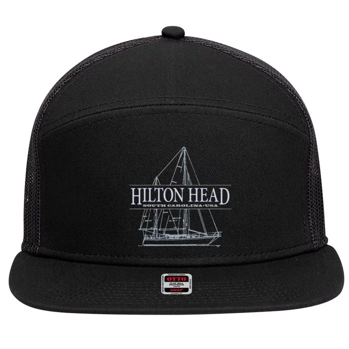 Hilton Head Island South Carolina Sailing 7 Panel Mesh Trucker Snapback Hat