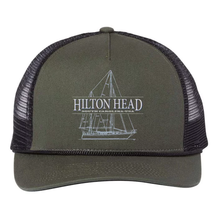 Hilton Head Island South Carolina Sailing Retro Rope Trucker Hat Cap