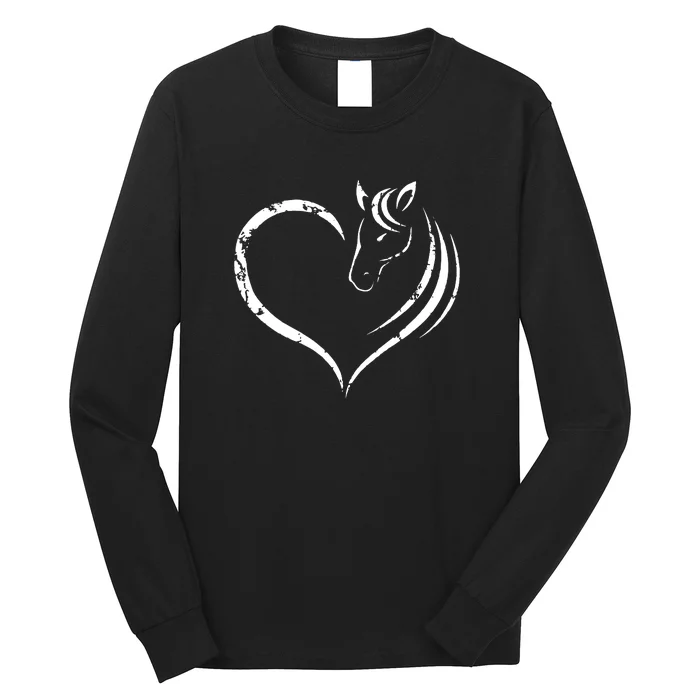 Horse Head Inside Heart Women Ladies Girls Teens Gift Long Sleeve Shirt