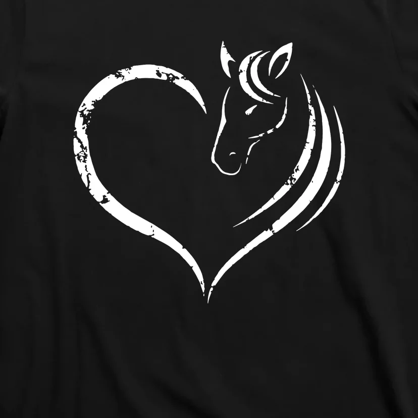 Horse Head Inside Heart Women Ladies Girls Teens Gift T-Shirt