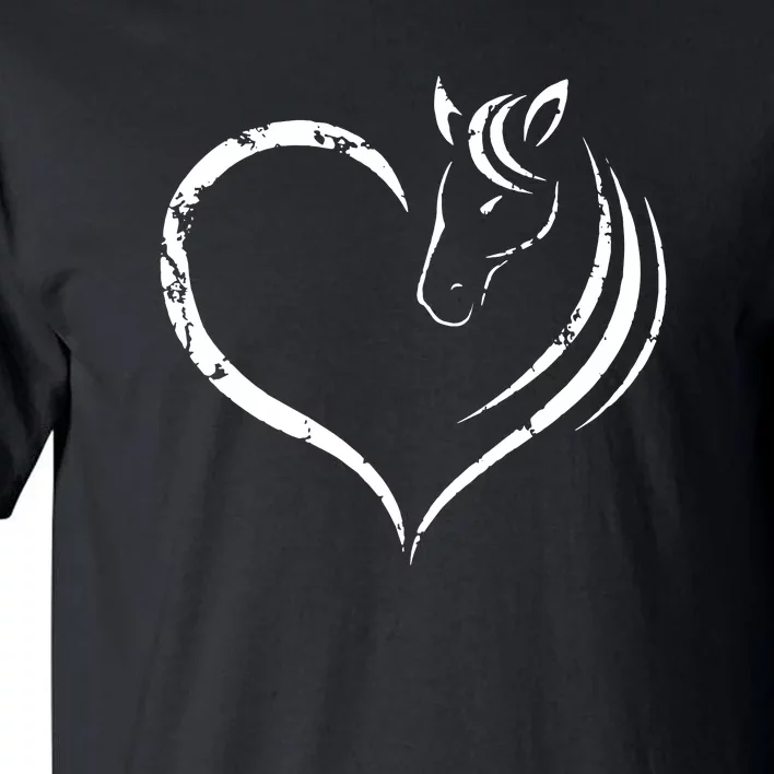 Horse Head Inside Heart Women Ladies Girls Teens Gift Tall T-Shirt