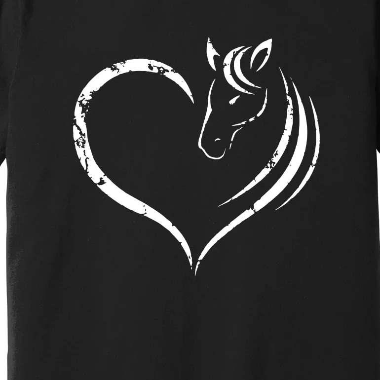 Horse Head Inside Heart Women Ladies Girls Teens Gift Premium T-Shirt