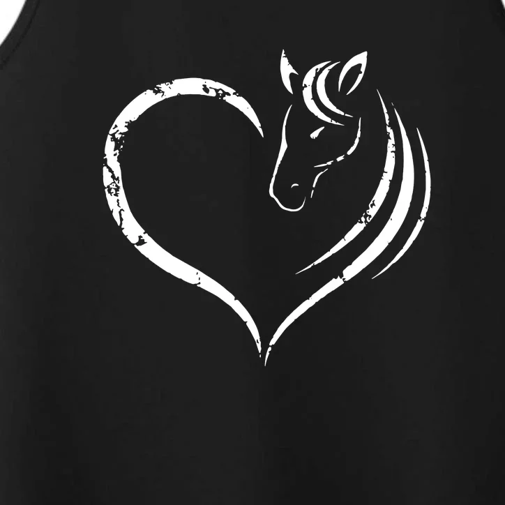 Horse Head Inside Heart Women Ladies Girls Teens Gift Performance Tank