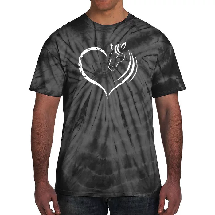 Horse Head Inside Heart Women Ladies Girls Teens Gift Tie-Dye T-Shirt